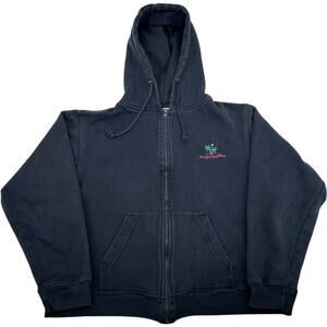 Vintage y2k Women's Navy Blue Ron Jon Surf Shop Full Zip Hoodie Sweatshirt Sz S